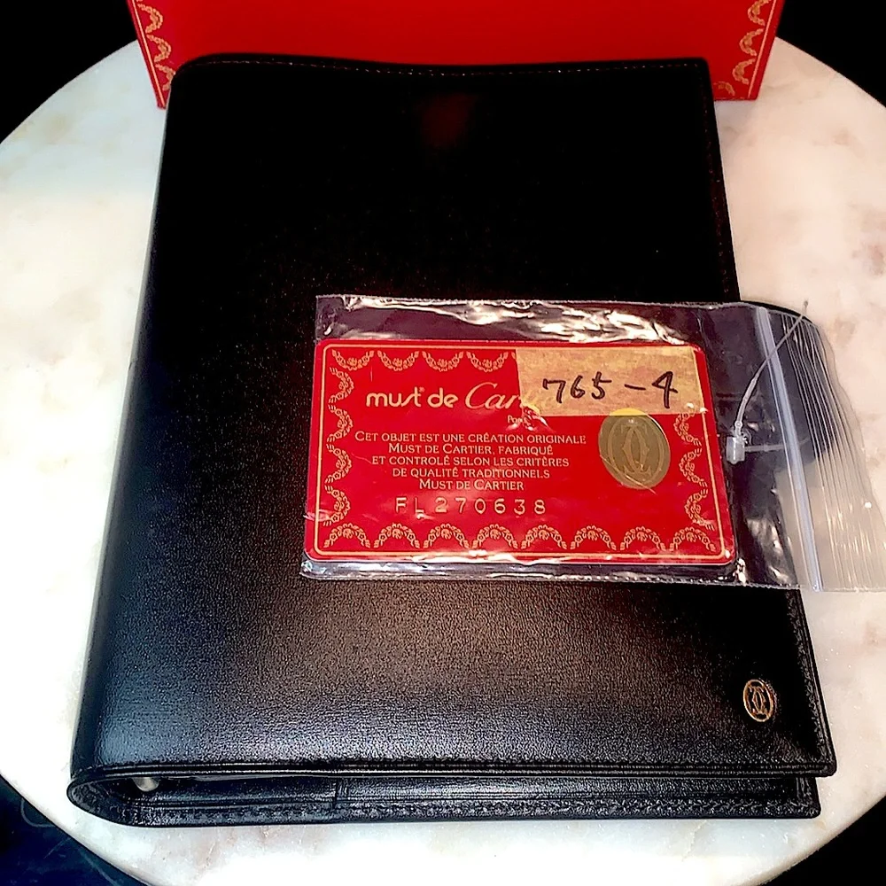CARTIER AGENDA MUST DE CARTIER BLACK LEATHER VINTAGE NIB
